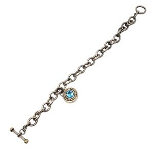 Sadye L Vassil Sterling & 14K Gold Plated Blue Topaz Charm Bracelet #20745
